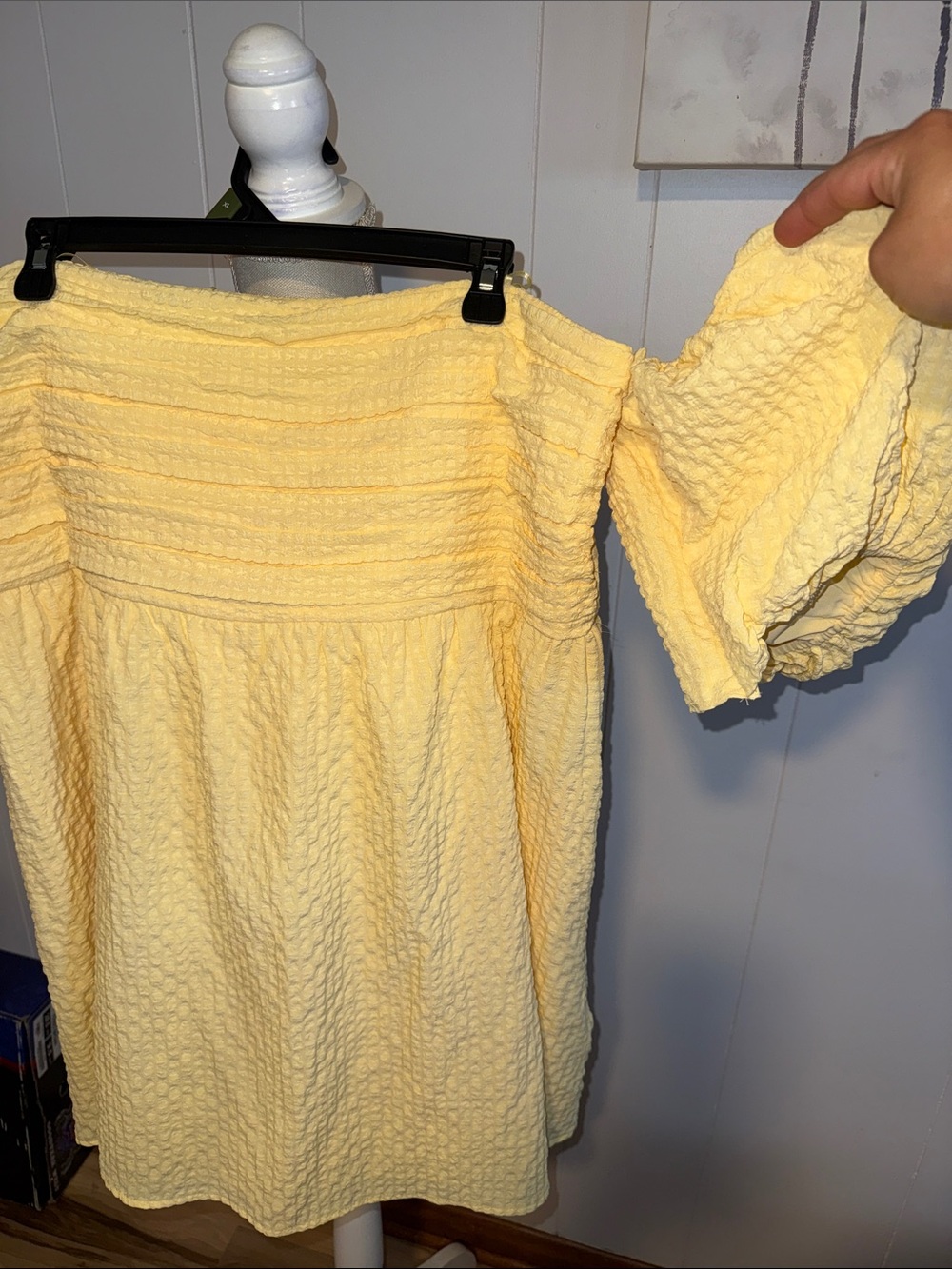 Abercrombie & Fitch Yellow Puff-Sleeve Smocked Mini Dress - Picture 4 of 10